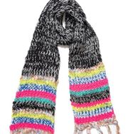 Collection 18 Fringe Multicolor Stripe Fuzzy Scarf