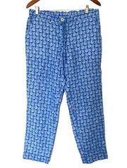 NWT Tommy Bahama Turkish Sea Fineapple 100% Linen Drawstring Cropped Pants Sz S