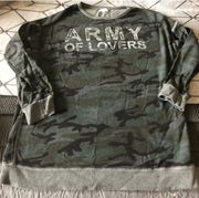 Womens Sweatshirt Army Of Lovers Camo Long Sleeve Green Gray 2 Medium