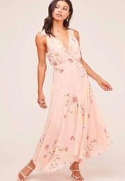 ASTR  the Label Pink Floral Ruffle Wrap Front Sleeveless Midi Dress Size Small