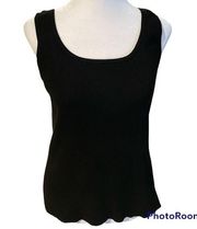 Black ribbed Sleeveless Round Neck tank top