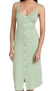 Lost + Wander | Siren Treasure Green Ribbed Open Back Midi Dress Size XS