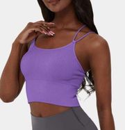 NWT Halara Seamless Flow Crop Top Cami XXS Purple Ribbed Yoga Athletic Fitness