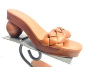 INC Zaleste 2P Tan Braided Round Sphere Sculpted Heel Sandals Size 8.5