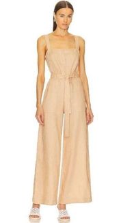 A.L.C. Winslow Wide Leg Sleeveless Linen Jumpsuit Biscotti Tan Womens Size 0