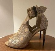 Burberry Canbury Laser Cut Antique Taupe Pink Booties TIGER EYE - Size EUR 39