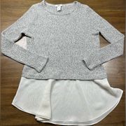 Gray Long-Sleeve Lurex Hi-Lo Sweater Size L