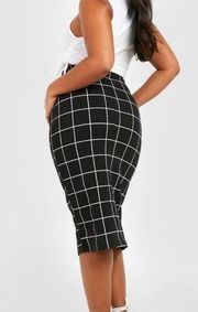 PLUS GRID CHECK MIDI SKIRT womens size 22 plus size sexy skirt NWT BooHoo outfit