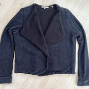 Bella Luxx Sherpa‎ Lined Open Front Cardigan | Blue/Black Size L