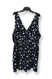 Womens Romper Playsuit Black Floral V Neck Sleeveless Rayon Short Plus 2X New