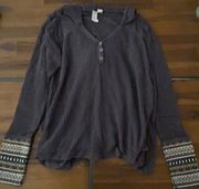 Others Follow Thermal Boho Long Sleeve Hoodie Sweater size small rayon