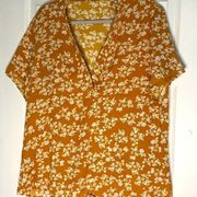 Misslook Mustard Yellow White Floral Blouse 2XL