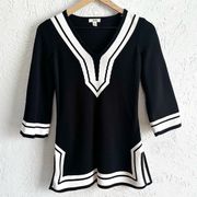 Cache‎ black and white long sleeve tunic size xs