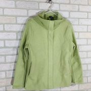 Eileen Fisher Womens Spring Green 100% Boiled Wool Snap Jacket M