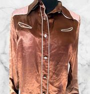 Rodeo Girls By Lucky Brand Brown and Pink Cowboy theme Small Top