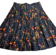 handmade vintage british nutcracker print pleated midi skirt