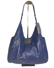 NWT Kenneth Cole Blue Snakeskin Hobo Shoulder Bag