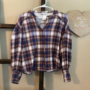 Cropped Flannel Blouse