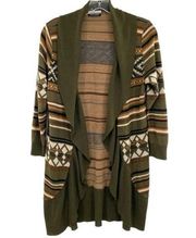 Allison Brittney Southwestern Aztec Cardigan Sweater Drape Open Front