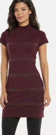 Apt 9 Women's Bodycon Sweater Dress Large Burgundy Short Sleeve Pullover…