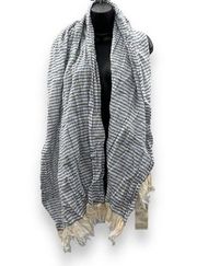 Scotch & Soda Gray & Off White Striped Cotton Scarf NEW