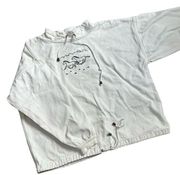 Vintage Horsegirl White Denim Jacket Embroidered Cropped Christopher & Banks