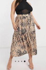 Curve Maxi Animal Print Skirt