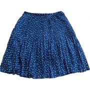 Talbots | Navy Blue Polka Dot Accordion Pleated A-Line Midi Skirt | Size 16