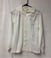 Vintage Lee Mar Pageant 8 Long Sleeve Button Down White Blouse Work Career Basic