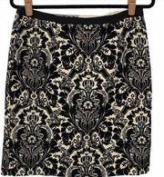 Karen Kane Black and Ivory Damask Mini Skirt