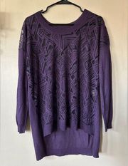 NWT  Purple OdyBurnout Lightweight Sweater Size Petite Medium