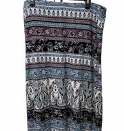 J.Jill Women Midi Skirt Multi-Color Patterned Pull On Comfort Elastic Waist Sz L