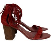 White House Black Market Size 7 Red Margot Suede Ankle Sandal