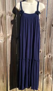 See by Chloé Medium Braid Trim Jersey Dress Anthropologie Blue Sleeveless Midi