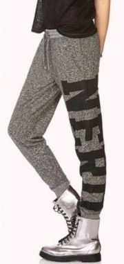 Forever 21  Women’s Gray “NERD” Fleece Jogger Pants