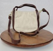 Madewell Sydney Womens Crossbody Cream Cotton Linen Edition Leather Strap NEW