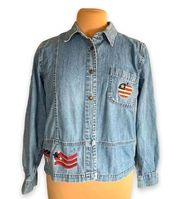 Y2K Christopher & Banks Shirt Denim Chambray Americana Teacher Shacket