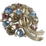 TRIFARI REFLECTIONS Jewels of Fantasy Wreath Pastel Cabochon Pin Brooch