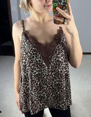 Melrose & Market: Y2K Style Lace and Cheetah Print Cami Blouse