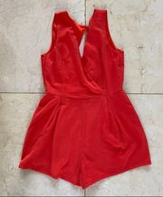 She + Sky Red Double Lined Romper Sz Medium