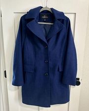 London Fog Wool Pea Coat Size Large Blueprint Color EUC RN 79675