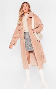 Nasty Gal Long Line Pink Fur Coat