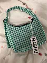 Green Gingham Mini Shoulder Bag