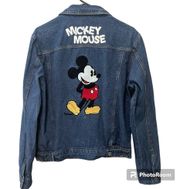 Disney Women’s Jean Blue Denim Jacket Mickey Mouse Needle Punch Back Medium