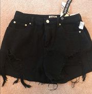 NWT Black Distressed Cutoff Shorts  High Rise Size Medium