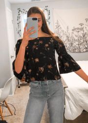 Black Floral Off The Shoulder Blouse