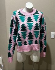 Grayson threads pink with green trees pullover sweater