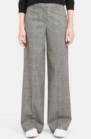 Theory Womens Wide Leg Trouser in Wales Flannel Pants High Rise Plaid Size 10