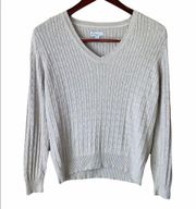 kim rogers Kim Roger cable knit V- Neck cotton sweater