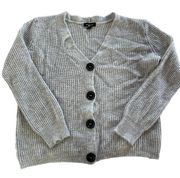 New Look Sweater Womens X Small Grey Button V Neck Cozy Cardigan Comfy Knit